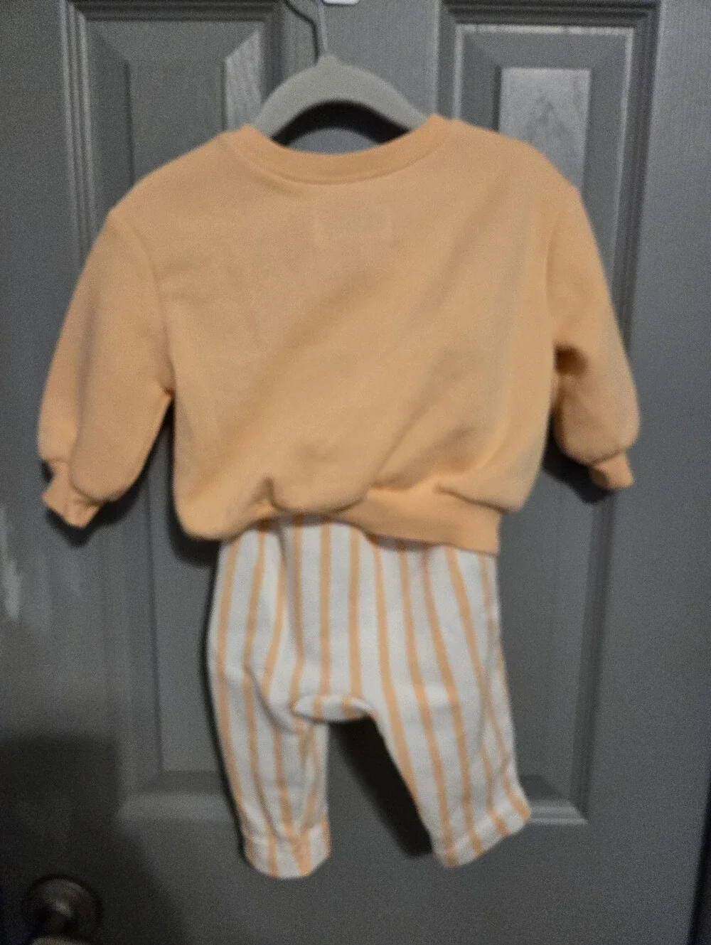 Old Navy Girls Peach and White Striped Sweat Suit with Disney Tag